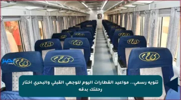 تنويه رسمي.. مواعيد القطارات اليوم للوجهي القبلي والبحري اختار رحلتك بدقة